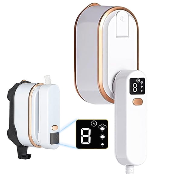 Steamer for Clothes, Wall Mounted Wet Dry Dual-purpose Portable Ironing Machine, 3 Level Adjustable Digital Display Screen 1200W High-power Steam Iron, Suitable for Home, Travel & Dormitory (White)