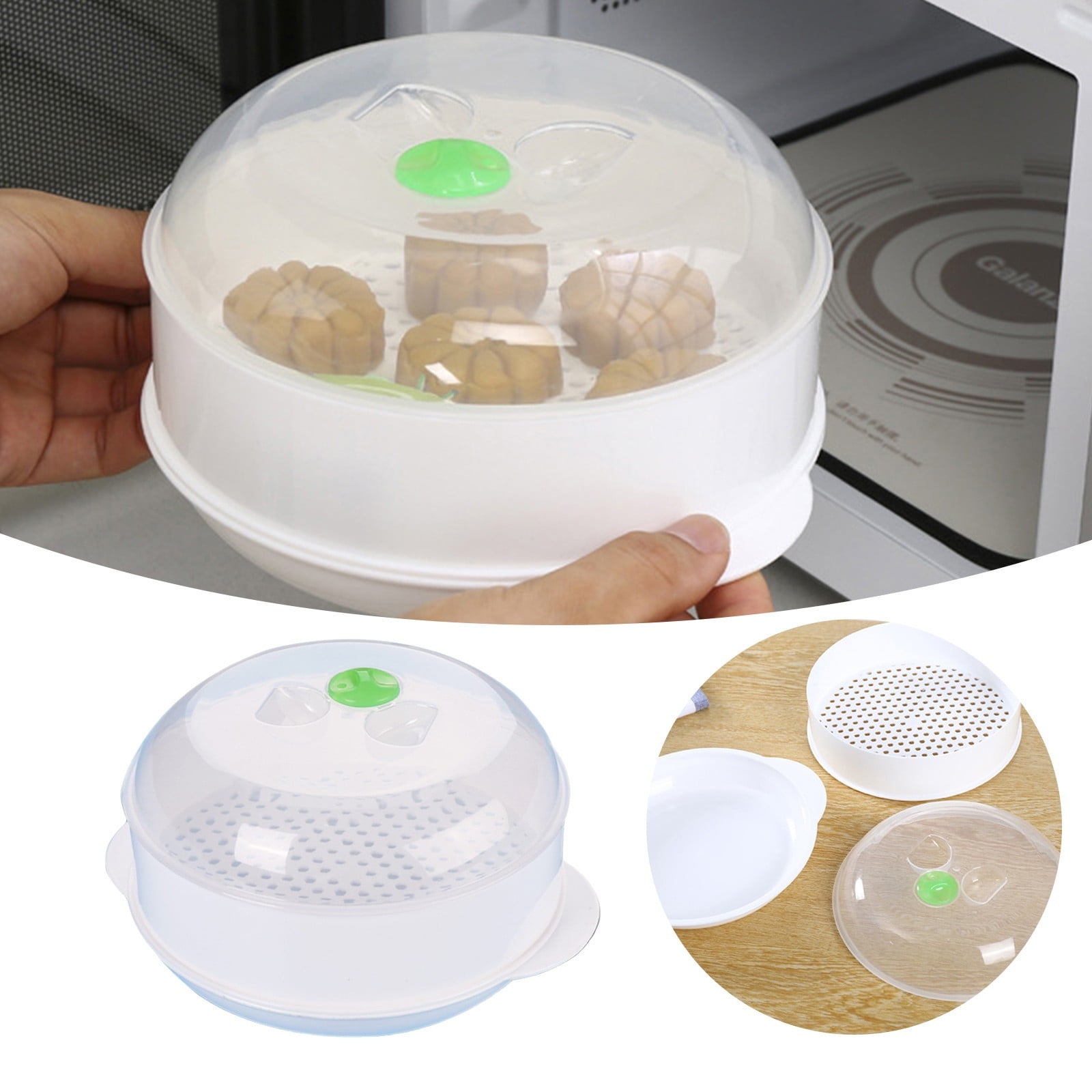 Steamer Microwave Oven Food Plates Cooking Storage Kitchen Food