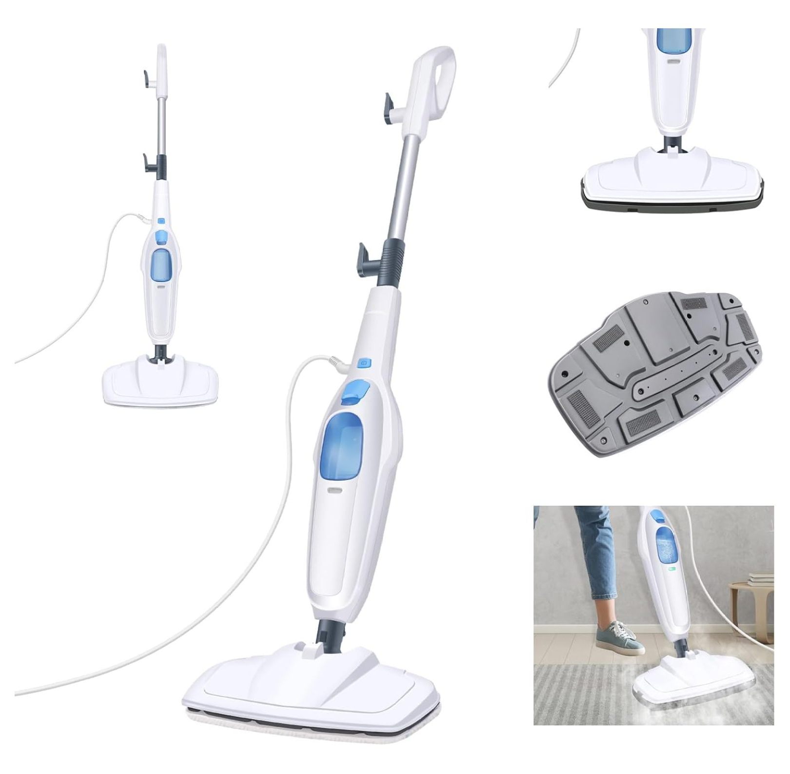 Steamer Mops for Floor Cleaning with 2 Washable Mop Pads, 1500W Steamer