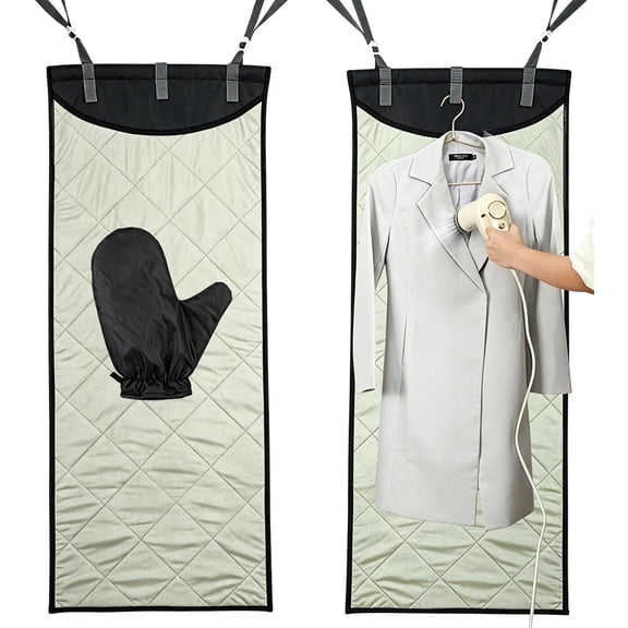 Steamer Pad - Heat-Resistant Board, Foldable Vertical Panel | with Double Layer Insulation, Over Door Hanging System, Compact Travel Board, Protective Shield for Home Table Door