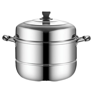 Steamer Pot for Cooking 11 inch Steam Pots with Lid 2-Tier Multipurpose Stainless Steel Steaming Pot Cookware with Handle for Vegetable, Dumpling, Stock, Sauce, Food, Steamer for Cooking, Steam Pot