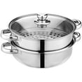thumbnail image 1 of Steamer Pot for Cooking 11 inch Steamer Pot, 2-tier Multipurpose 18/8 Stainless Steel Steam Pot Cookware with Lid for Vegetable, Dumpling, Stock, Sauce, Food, 1 of 7
