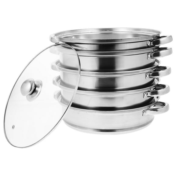 Steamer Pot for Cooking 11 inch Steamer Pot, 5-tier Multipurpose Stainless Steel Steam Pot Cookware with Lid for Vegetable, Dumpling, Stock, Sauce, Food