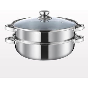 Steamer Pot for Cooking 5.0-Quart Steam Pot with Lid 2-tier Multipurpose Stainless Steel Steaming Cookware with Handle for Vegetable, Soups, Stews and Pasta