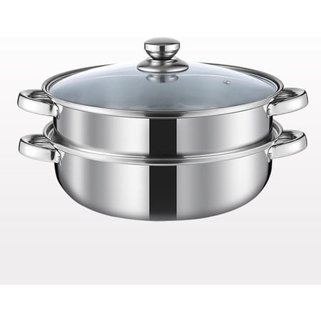 Steamer Pot for Cooking 5.0-Quart Steam Pot with Lid 2-tier Multipurpose Stainless Steel Steaming Cookware with Handle for Vegetable, Soups, Stews and Pasta