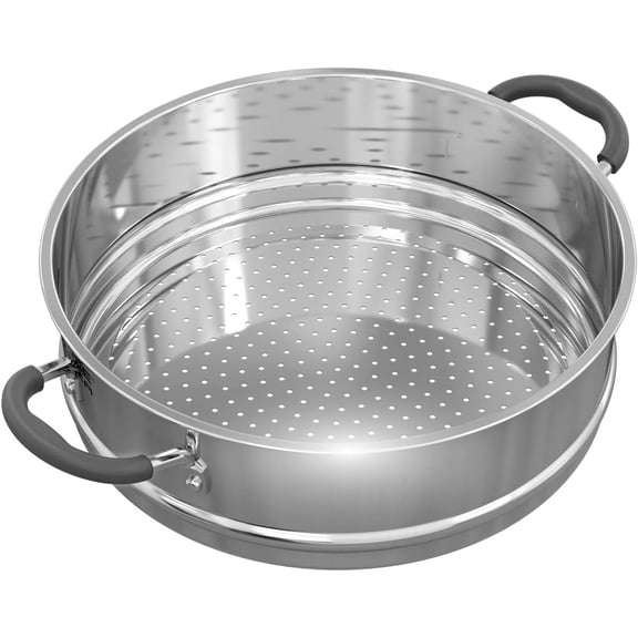 Steamer Pot for Cooking – Stainless Steel, 3 QT, with Glass Lid & Steamer Basket – 2 Tier Tri-ply Vegetable Steamer, Stay-Cool Silicone Handles, Induction Compatible