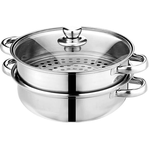 Steamer Pot for Cooking 4 Quart Steamer Pot 2-tier Multipurpose 18/8 Stainless Steel Steam Pot Cookware with Lid for Vegetable, Noodles, Pasta,