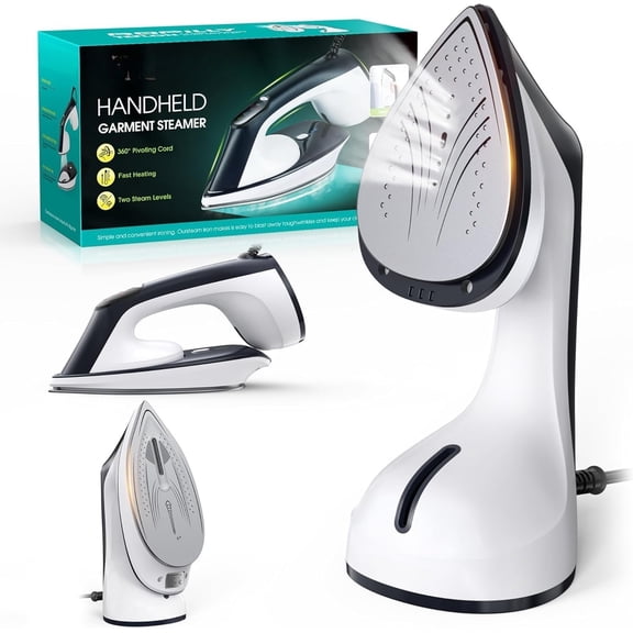 Steamer for Clothes, 1600W 2-in-1 Steamer & Iron with Large Ceramic Plate, Turbo Steam, Temperature Control, -Off, Wrinkle Remover for Fabrics