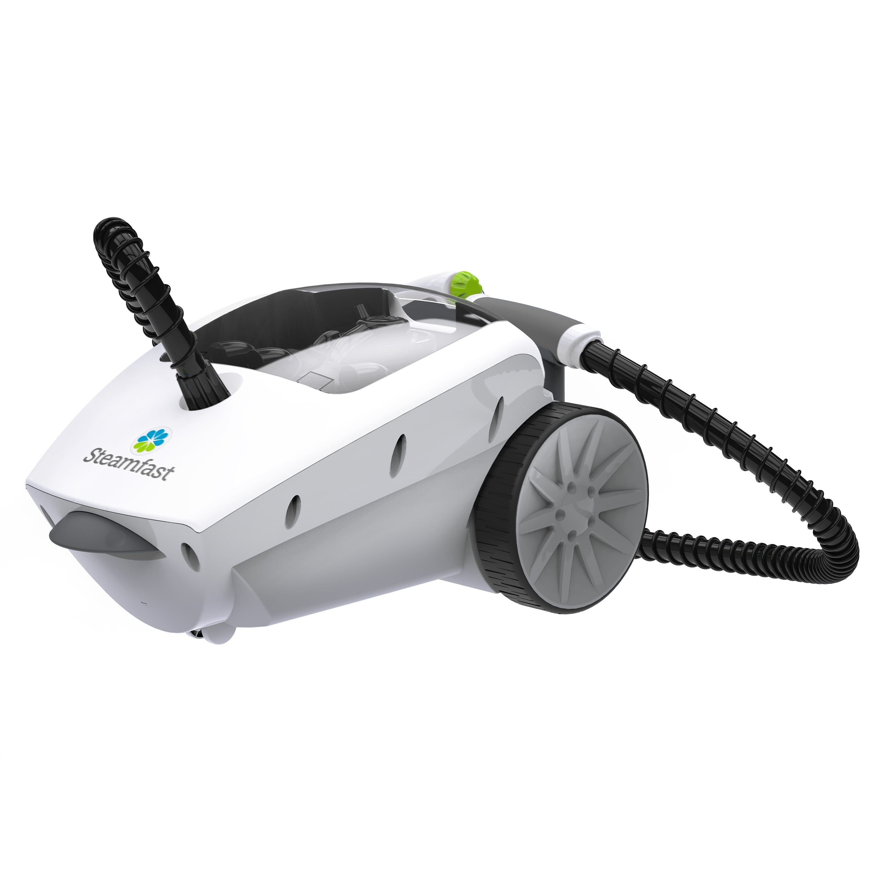 White Deluxe Canister Steam Cleaner with Integrated Storage