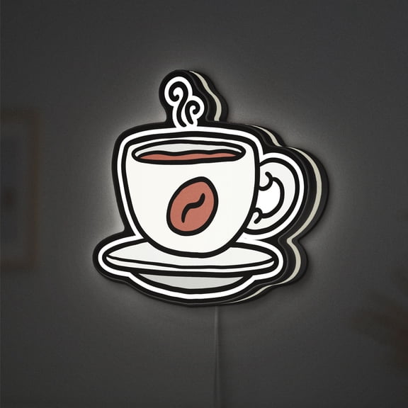 Steaming Coffee 3D Novelty Light Box, Cozy Desk Lamp for Café Corners, Offices, or Reading Nooks (Height 8 inch, 20cm)
