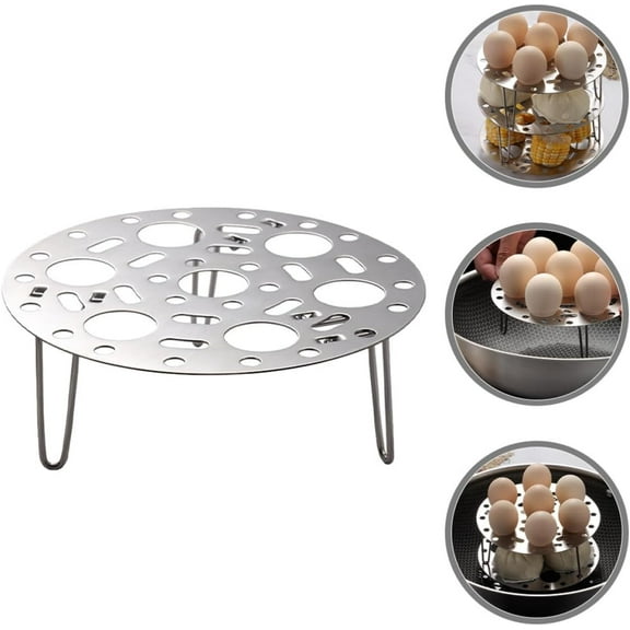 Steaming Rack, 6.7 Inch Round Food Grade Stainless Steel Steamer Plate for Food Steaming, Cooling and Roasting Cooking in Kitchen and Outdoors, Silver