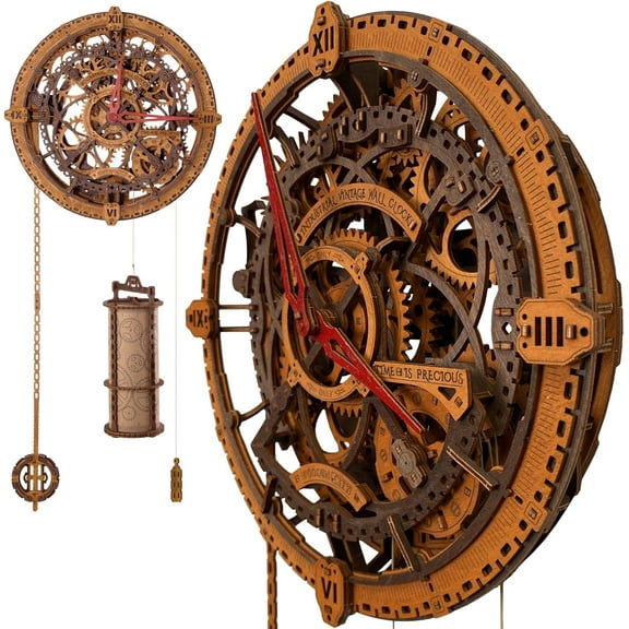 Steampunk 3D Puzzle Clock DIY Mechanical Wall Clock Kit for Adults Unique Engineering Gift and Vintage Decor