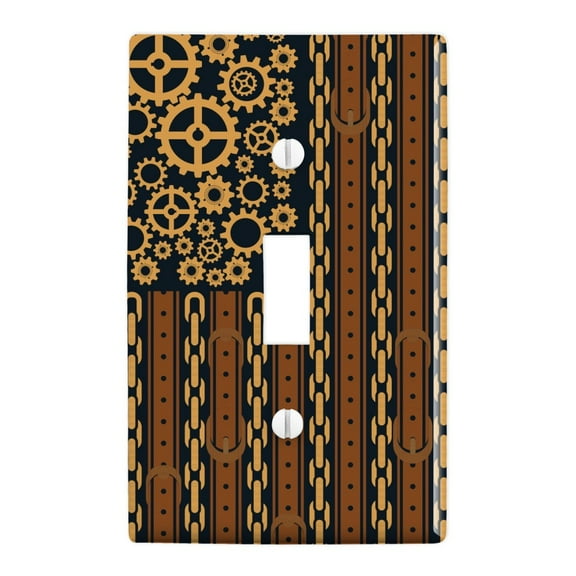 Steampunk American Flag with Gears Belts Chains Plastic Wall Decor Toggle Light Switch Plate Cover