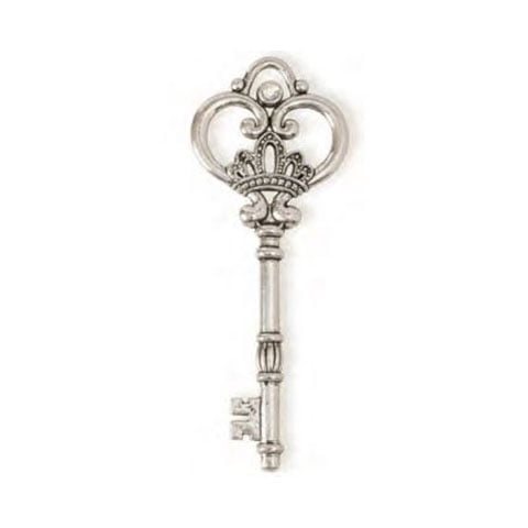 Oversized Silver Key Necklace Rock Style King Size Perforated