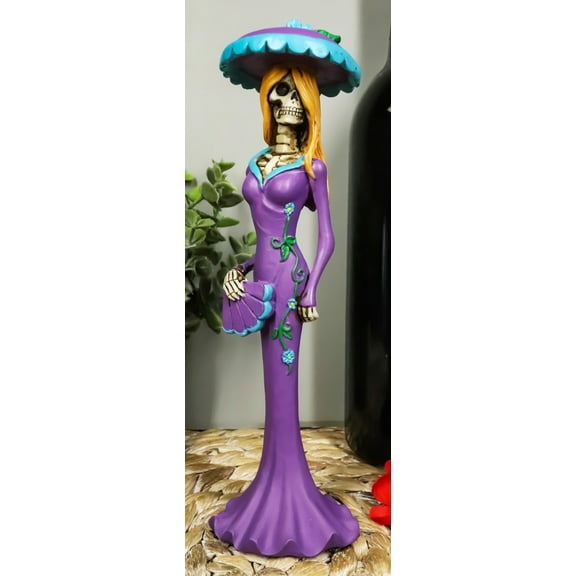 Steampunk Aristocrat Lady In Purple Skeleton Statue Day Of The Dead Baroness
