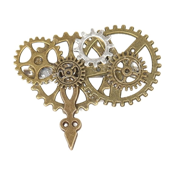 Steampunk Badge Brooch Pin for Men Women Antique Engrave Gear Brooch Clip Dress Shirt Lapel Pin Decorative Corsage Clip