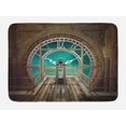 thumbnail image 1 of Steampunk Bath Mat, Fantasy Background Print of Inside View of Clock Tower Wooden Mezzanine, Plush Bathroom Decor Mat with Non Slip Backing, 29.5" X 17.5", Pale Brown Turquoise, by Ambesonne, 1 of 2