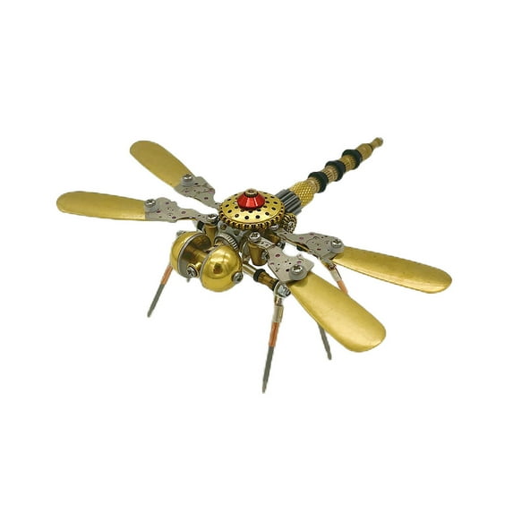 Steampunk Brass Dragonfly Mechanical Insect 3D Metal Puzzle 80PCS DIY Assembly Model Kit Brain Teaser Home Decor Art Project for Teens and Adults