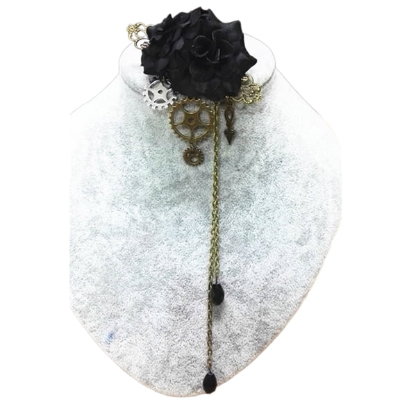 Steampunk Brooch Pins Floral Gear Charm Chains Hair Clip Handmade Gothic Hairpin Badge Vintage Hair Accessories