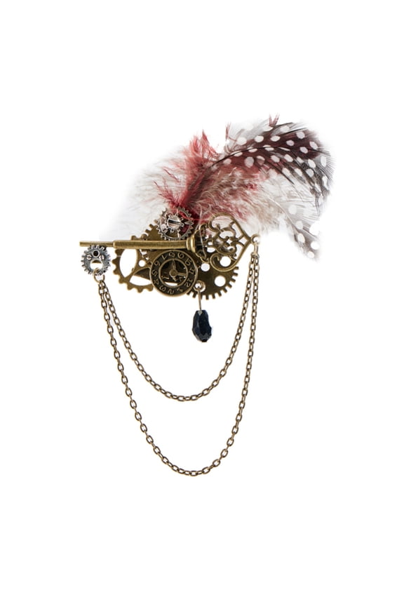 Steampunk Brooch Vintage Gear Chain Jewelry Lapel Pin Unisex Costume