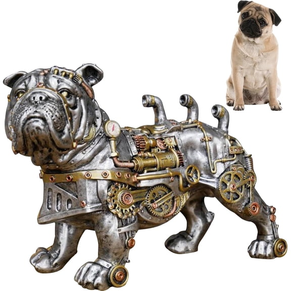 Steampunk Mechanical Bulldog Resin Statue Animal Home Decor for Living Room Coffee Table Entrance Shelf Decor