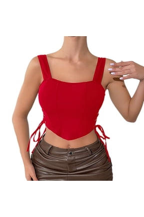 Steampunk Bustiers Gothic Corset Tops for Women Square Neckline Lace-up Shapewear Crop Tops Tank Bodice Camisole Vest