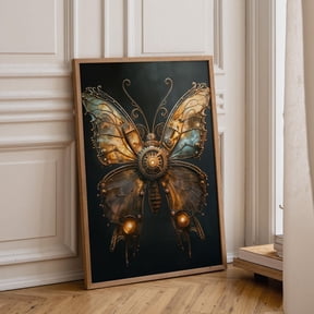Steampunk Butterfly Gothic Industrial Décor Dark Academia Fantasy Moody Piece Kwc Classic Art Poster , Poster Print Only