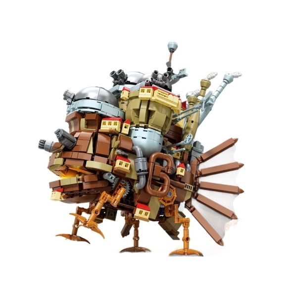 Steampunk Castle Building Blocks Set, Large Mechanical Fortress Model Kit with Walking Legs, Vintage Robot Airship with Light and Propellers, Creative STEM Toy, Birthday Gifts for Kids Adults Boys Gi