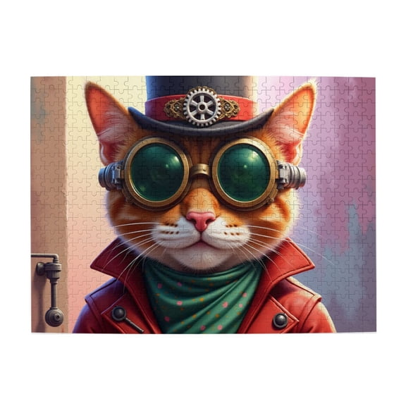 Steampunk Cat 500Piece Adult Jigsaw Puzzle Challenging & Fun Brain Teaser For Puzzle Lovers Vibrant Illustrations & Quality Pieces Relaxing Activity Great Gift Idea