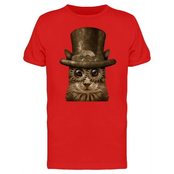 Steampunk Cat T-Shirt Men -Image by Shutterstock, Male Large