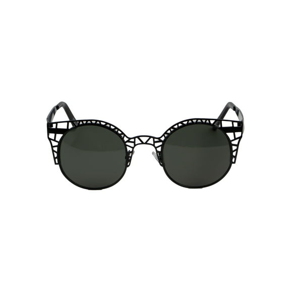 Steampunk Circular Frame Metal Sunglasses, Black