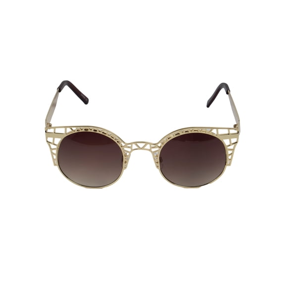 Steampunk Circular Frame Metal Sunglasses, Gold