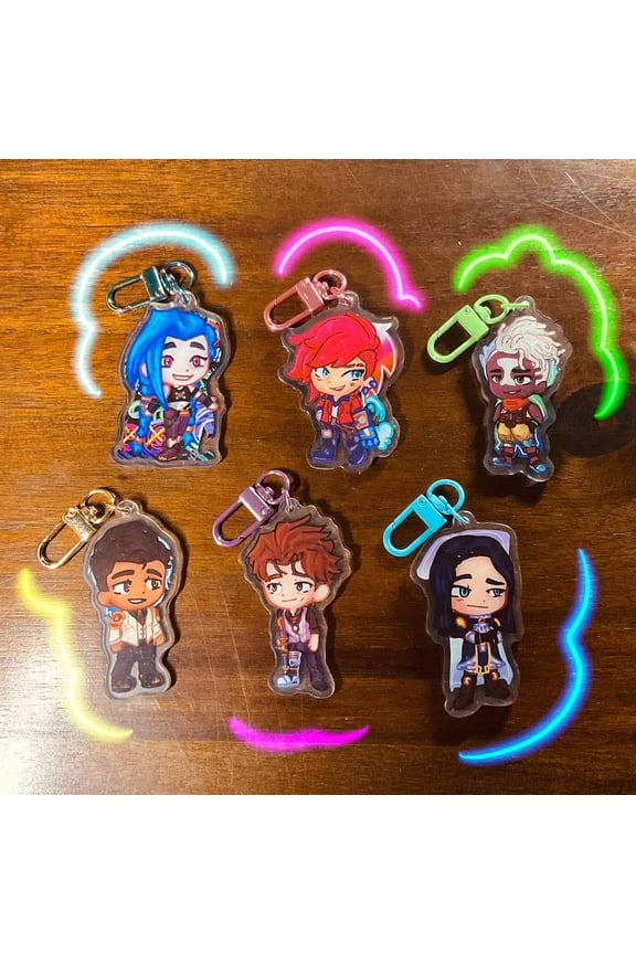 Steampunk City Rebel Character Acrylic Keychain Cute Chibi Bag Charm Gamer Gift, random 1 pack