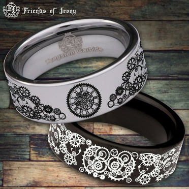 Steampunk Clock Tungsten Carbide Ring