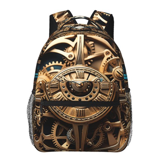 Steampunk Clockwork Wheels Art Laptop Backpack Travel Rucksack for Teens Adults, Fits 15-inch Notebook