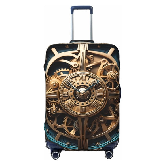 Steampunk Clockwork Wheels Art Travel Luggage Cover Suitcase Protector Anti-Scratch Fit 22-24 Inch