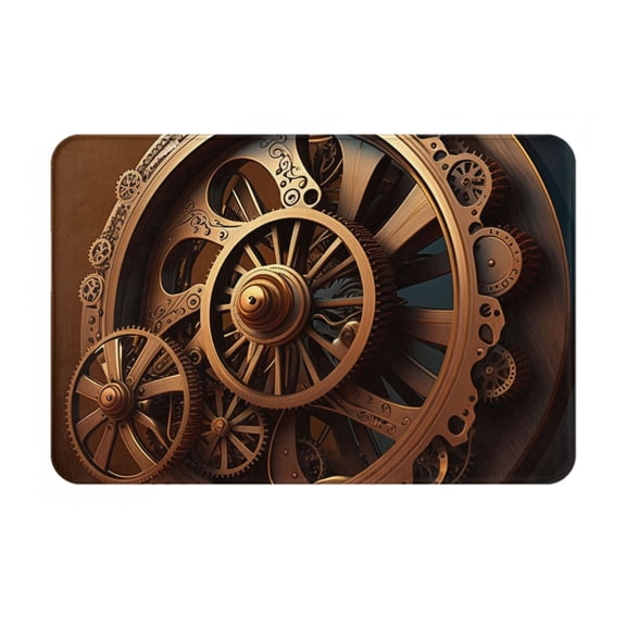 Steampunk Clockwork Wheels Doormat Non Slip Front Door Bathroom Bath Mats Entryway Rug 23.6x15.7 Inch Indoor Door Carpet