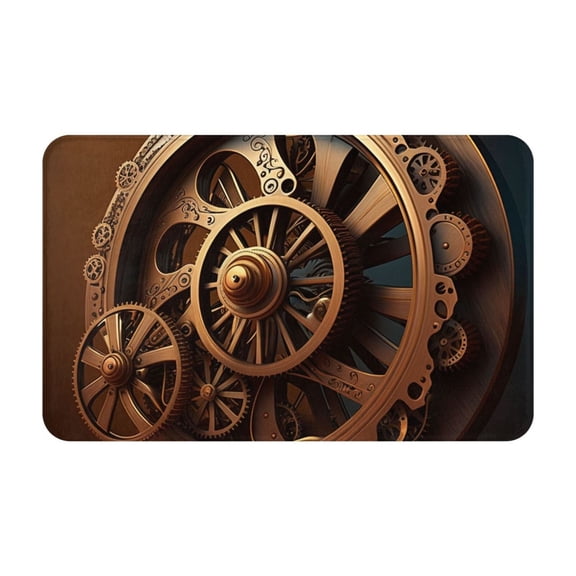 Steampunk Clockwork Wheels Front Door Mat Doormat Non Slip Bath Mats 20x31.5 Inch Bathroom Rug Entryway Carpet