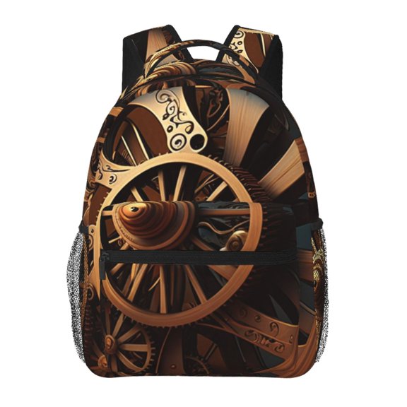 Steampunk Clockwork Wheels Laptop Backpack Travel Rucksack for Teens Adults, Fits 15-inch Notebook