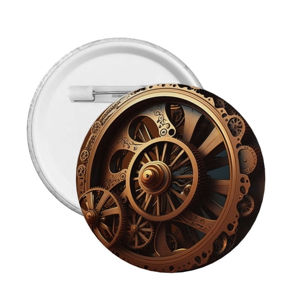 Steampunk Clockwork Wheels Round Button Pin Badge 5PCS Pinback Buttons Lapel Pin for Jacket, Backpack, Hat, Party Favor, Gift