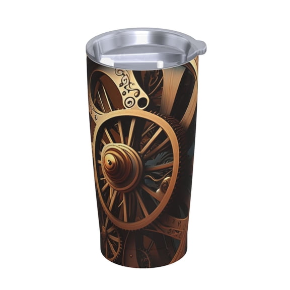 Steampunk Clockwork Wheels Stainless Steel Tumbler with Lid and Straw 20oz Vacuum Insulated Travel Mug for Hot & Cold Drinks Coffee Wine Water Cup
