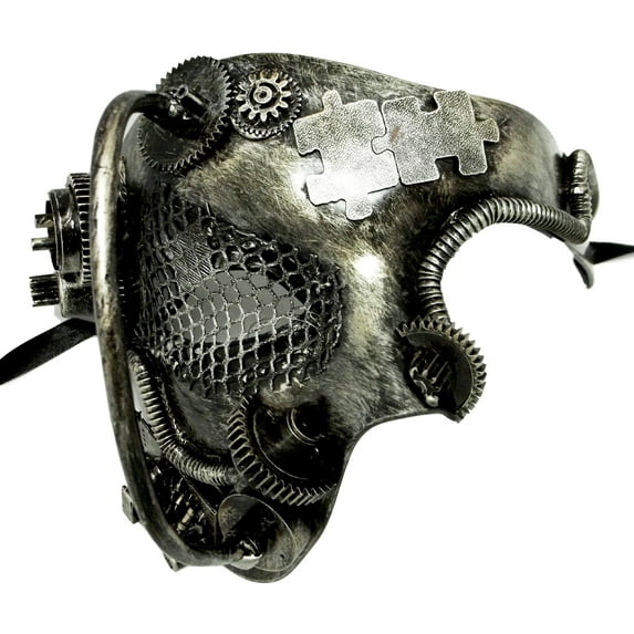 Steampunk Consolidator Punk Masquerade Mask Men Antique Silver