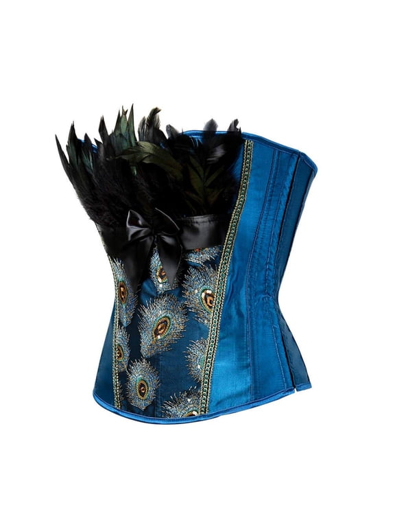 Steampunk Corset for Women Peacock Role-Playing Party Bustiers Top Blue XS