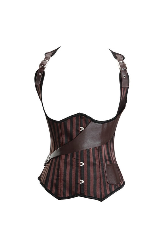 Steampunk Corsets for Women Clothing Basques Underbust Corsets Bustiers Leather Plus Size Top Brown XL