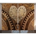 thumbnail image 1 of Ambesonne Steampunk Curtains 2 Panel Set, Heart Form and Rivets, 108" x 108", Brown, 1 of 3