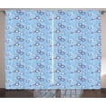 thumbnail image 1 of Ambesonne Steampunk Curtains 2 Panel Set, Keys Gears and Chains, 108" x 63", Pale Blue White Eggplant, 1 of 3