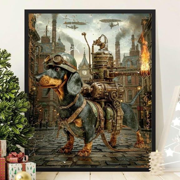 Steampunk Dachshund Print, Victorian Fantasy Wall Art