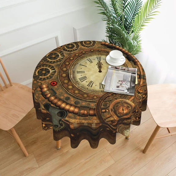 Steampunk Design Tablecloth Wonderful Clockwork Vintage Cheap Elegant Table Cover Picnic Custom Protector Polyester Table Cloth