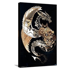 Steampunk Dragon Canvas Wall Poster, 14.725" x 22.375"
