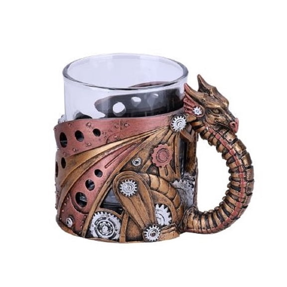 Steampunk Dragon Glass Cup Mug New
